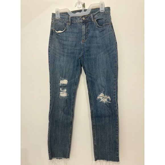 Old Navy Womens Boyfriends Distressed High Jeans With‎ Frayed Hem Size 4 - Picture 1 of 9